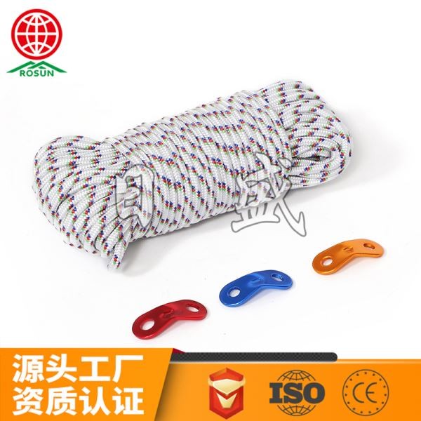 定安16股4色PP普通帐篷绳-白串蓝红色15米