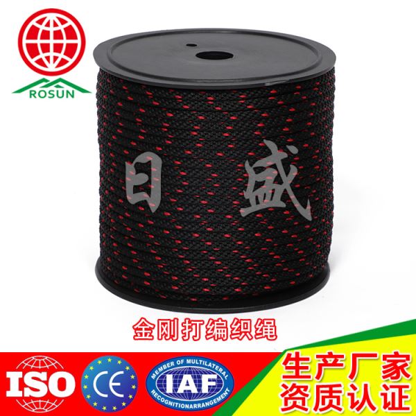 商都12股PP编织绳黑色串红色